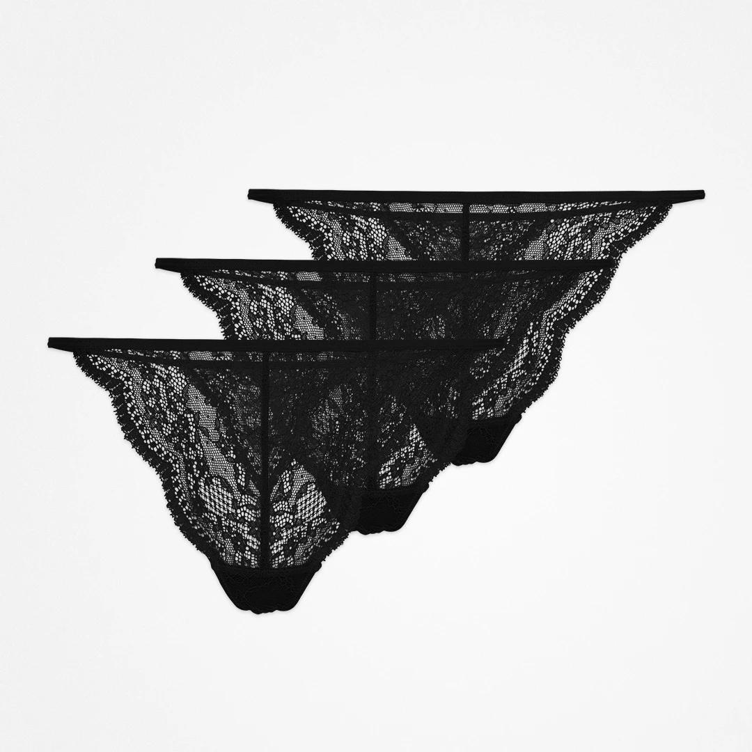 G-String aus Spitze - Unterhosen - Schwarz