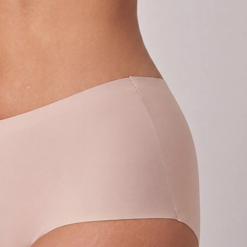 Hipster sans couture taille haute en microfibre | Beige