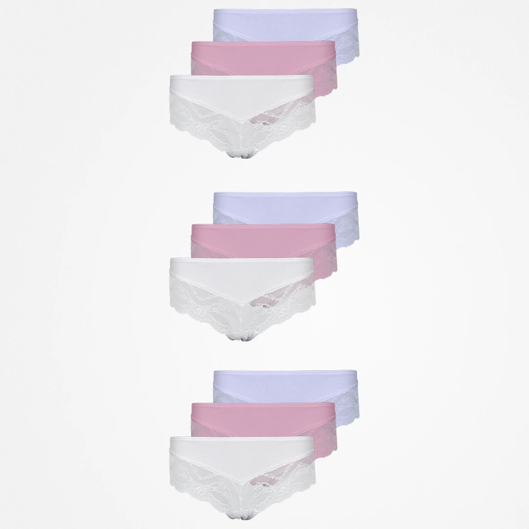 {"alt": "Hipster Panties mit Spitze - Unterhosen - Mix (Weiß/Rosa/Lila)", "quantity":"3"}