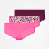 Hipster Panties mit Spitze - Unterhosen - Mix Print (Rosa/Lila)