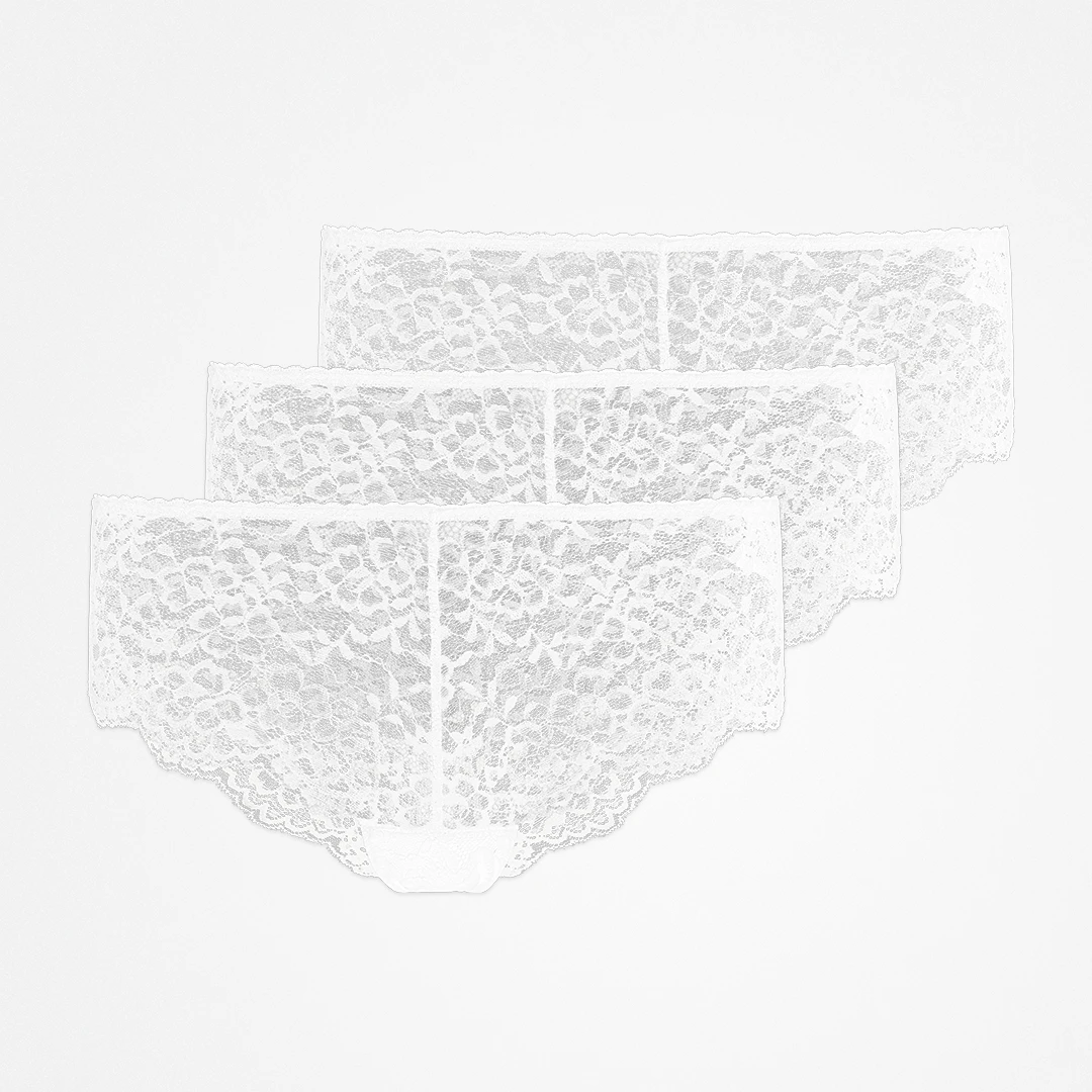 Hipster Panties aus Spitze - Unterhosen - Weiß