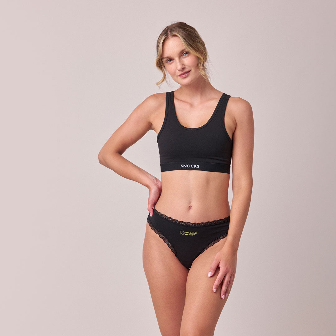 SMILEY x SNOCKS Tangas mit Spitze - Unterhosen - Hoher Tragekomfort