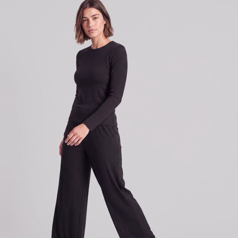 Pantaloni lounge donna a coste | Nero