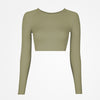 Geripptes Sportshirt langarm Damen - Oberteile - Pastellgrün