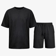 Schlafanzug Set Waffle Herren kurz - Kleidung - Schwarz