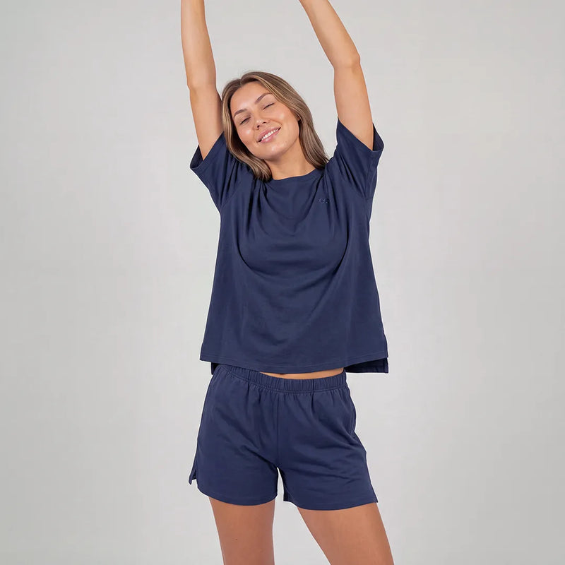Schlafanzug Set Damen kurz - Kleidung -Dunkelblau