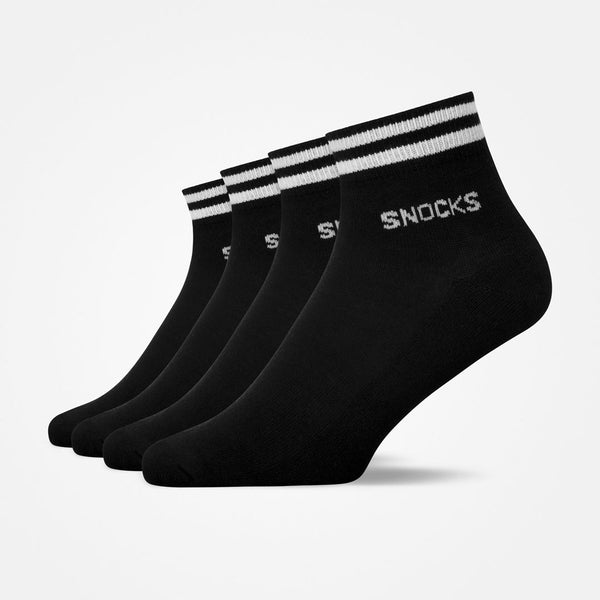 Retro Sneaker Socken mit Streifen | Schwarz