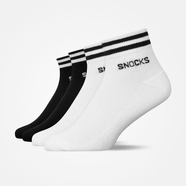 Retro Sneaker Socken mit Streifen | Schwarz-Weiß