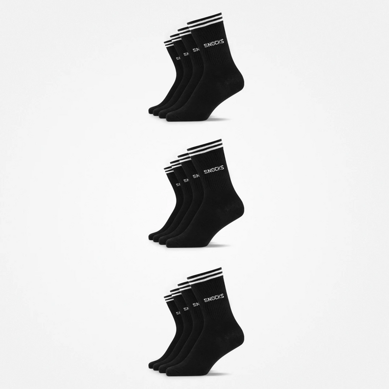 {"alt": "Calzini sportivi alti con righe - Calzini - Nero", "quantity":"3"}
