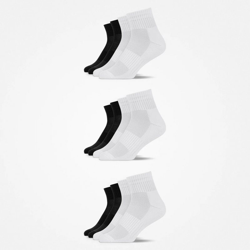 {"alt": "Mittelhohe Laufsocken - Socken - Schwarz-Weiß", "quantity":"3"}