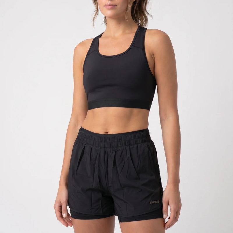 Pantaloncini sportivi 2 in 1 da donna | Nero