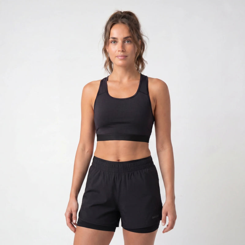 2 in 1 Sport Shorts Damen | Schwarz
