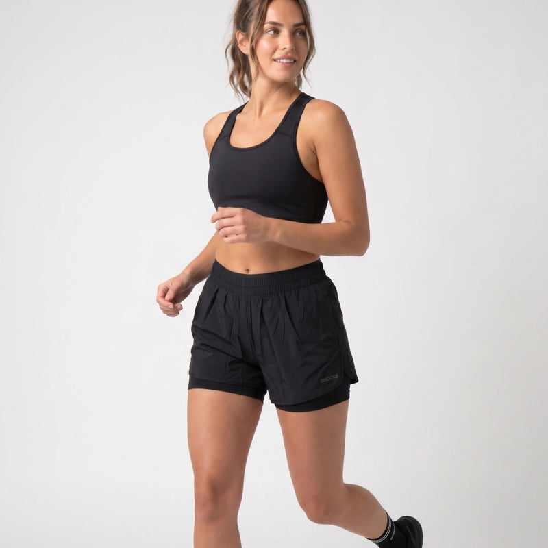 Pantaloncini sportivi 2 in 1 da donna | Nero