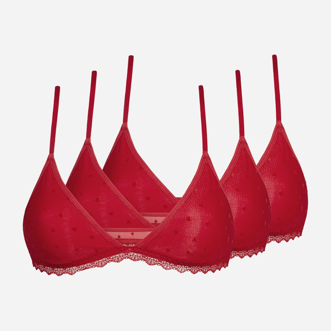 {"alt": "Triangel BH mit Herzchen-Muster - Oberteile - Kirschrot", "quantity":"3"}