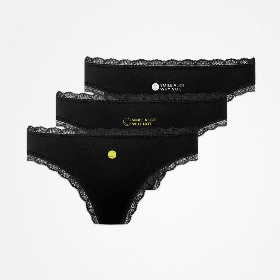 SMILEY x SNOCKS Tangas mit Spitze - Unterhosen - SMILEY