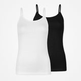 Damen Spaghetti Tops - Oberteile - Schwarz-Weiß