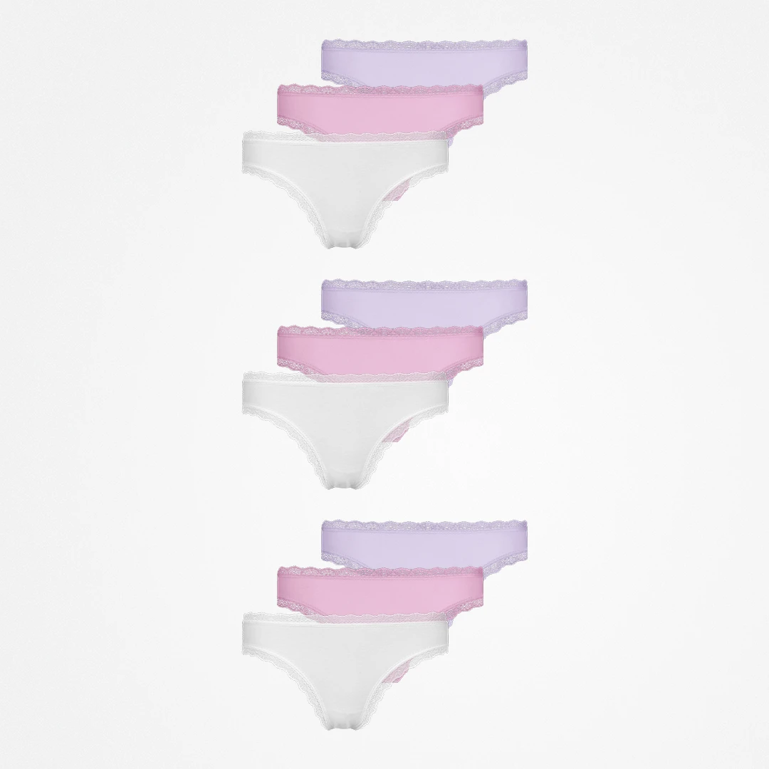 {"alt": "Tangas mit Spitze - Unterhosen - Mix (Weiß/Rosa/Lila)", "quantity":"3"}