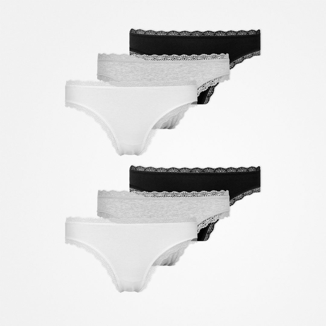 {"alt": "Tangas mit Spitze - Unterhosen - Mix (Weiß/Hellgrau/Schwarz)", "quantity":"2"}