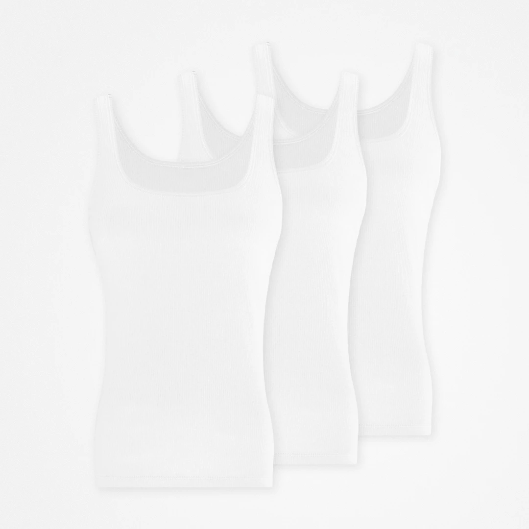 {"alt": "Ripp Tank Top Damen - Oberteile - Weiß", "quantity":"3"}