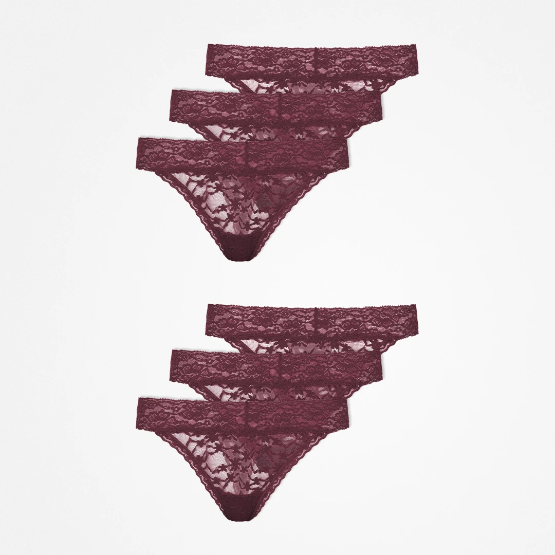 {"alt": "Tangas aus Spitze - Unterhosen - Weinrot", "quantity":"2"}