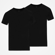 Rundhals T-Shirt extra lang - Oberteile - Schwarz