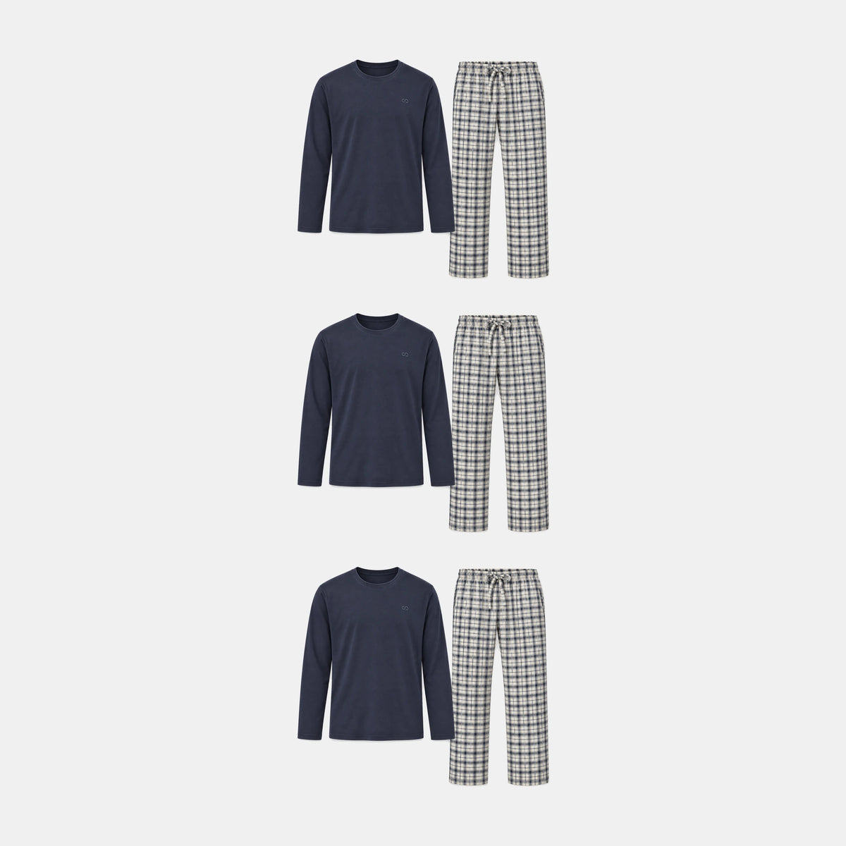 {"alt": "Flanell Schlafanzug Set Herren - Kleidung - Dunkelblau-Weiß kariert", "quantity":"3"}