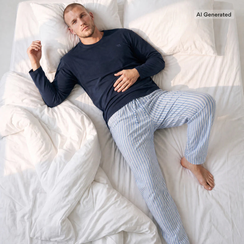 Ensemble de pyjama rayé pour homme, long | Blue Breeze/Blanc
