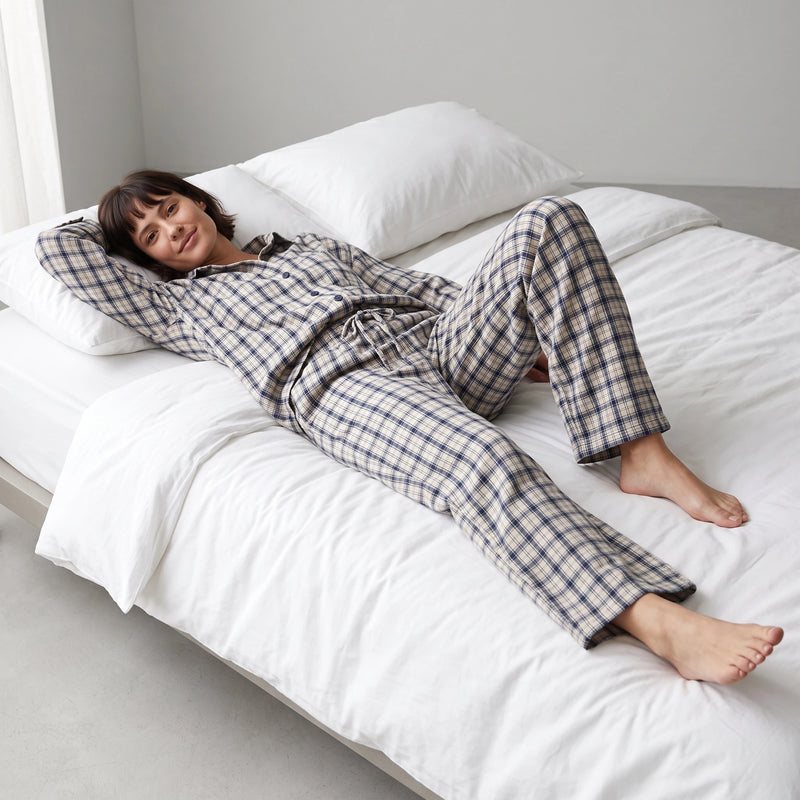 Flanell Schlafanzug Set Damen - Kleidung - Für Couch & Bett