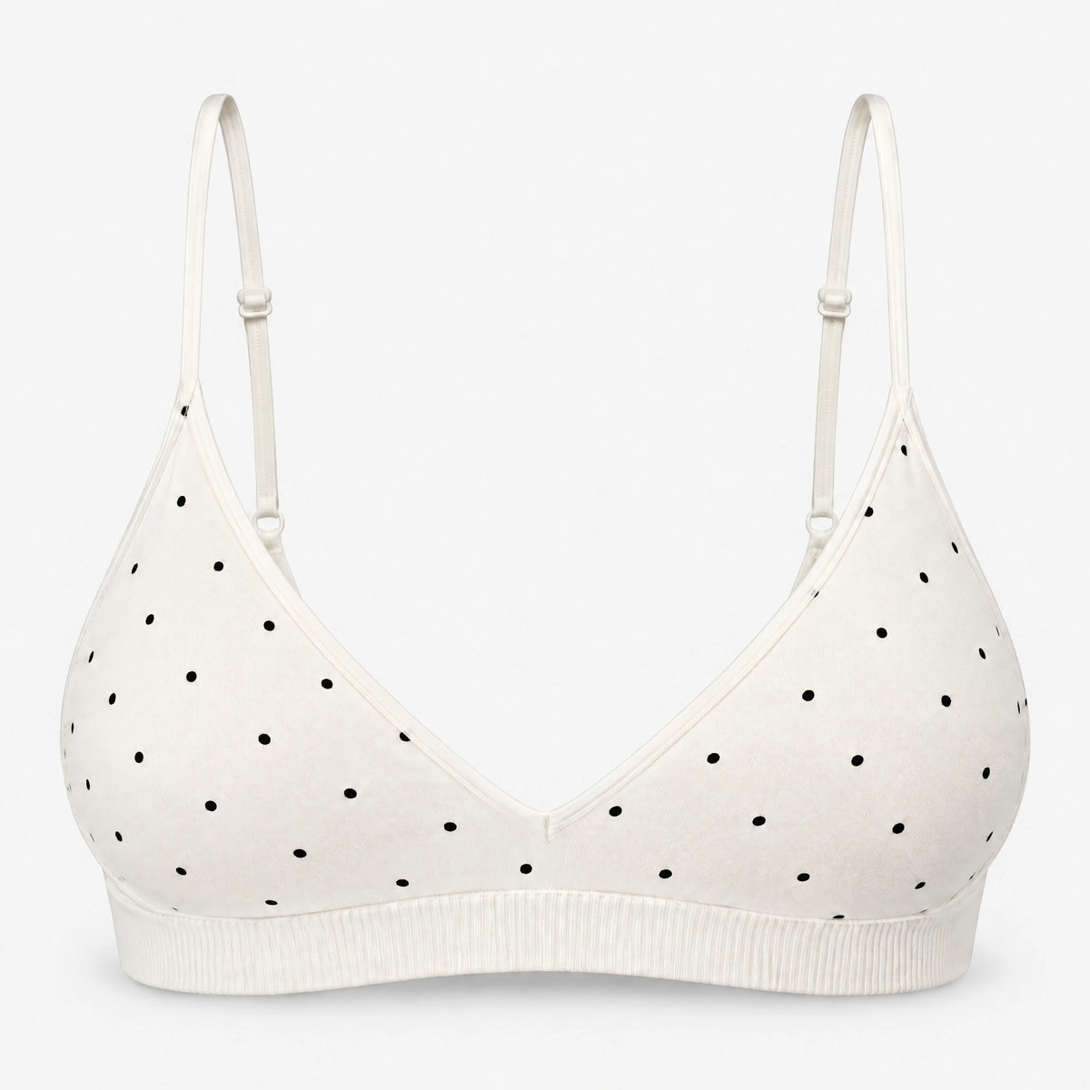 Seamless Triangel Bralette - Oberteile - Cremeweiß mit schwarzen Pünktchen