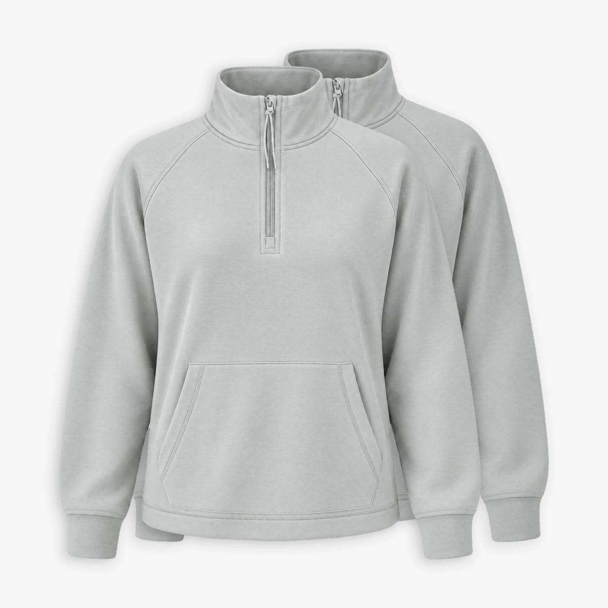 {"alt": "Sweatshirt Supersoft mit Quarter Zip Damen - Oberteile - Cloudy Grey", "quantity":"2"}