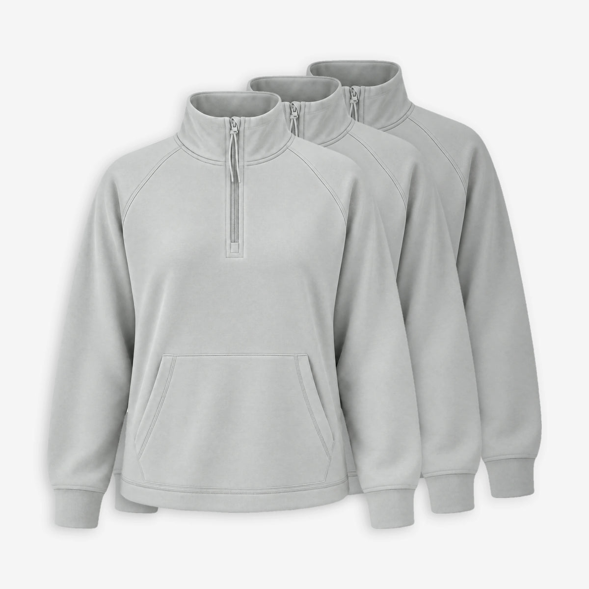 {"alt": "Sweatshirt Supersoft mit Quarter Zip Damen - Oberteile - Cloudy Grey", "quantity":"3"}