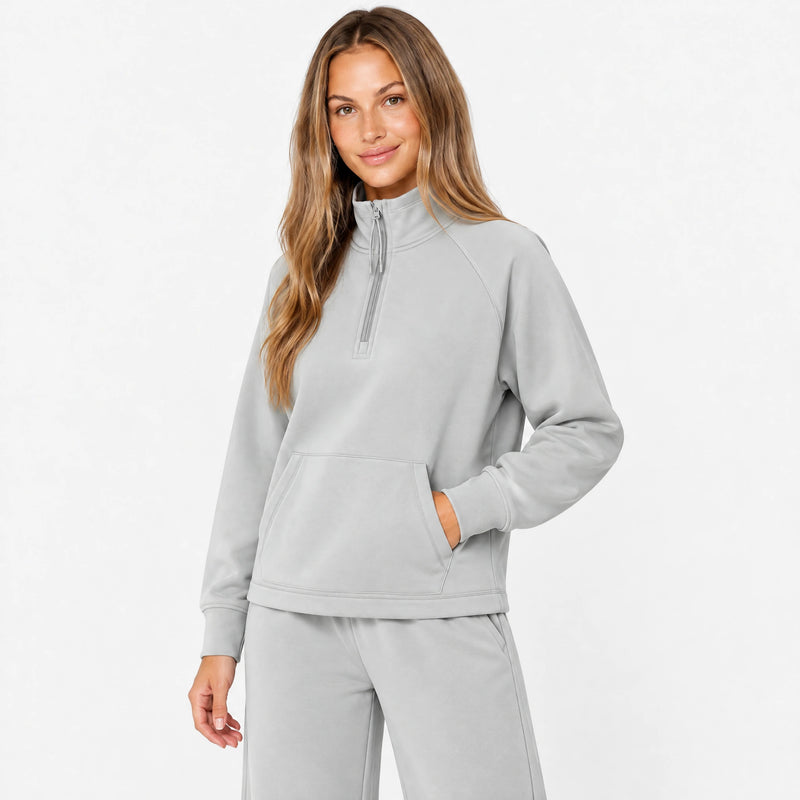 Sweatshirt Supersoft mit Quarter Zip Damen - Oberteile - Lässiger Look