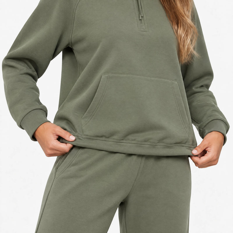 Sweatshirt Supersoft mit Quarter Zip Damen - Oberteile - Verstellbarer Bund