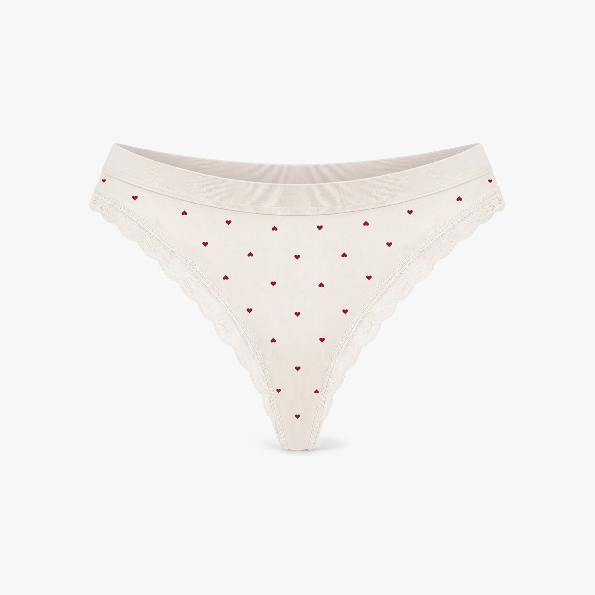 Seamless Strings mit Spitze - Unterhosen - Cremeweiß mit Herzchen