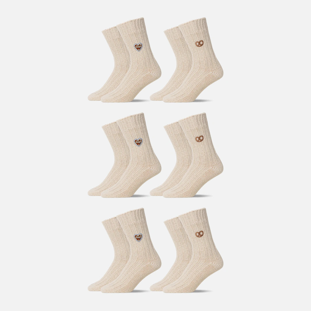 {"alt": "Norweger Socken - Socken - Off White "Lebkuchenherz & Brezn"-Edition", "quantity":"3"}