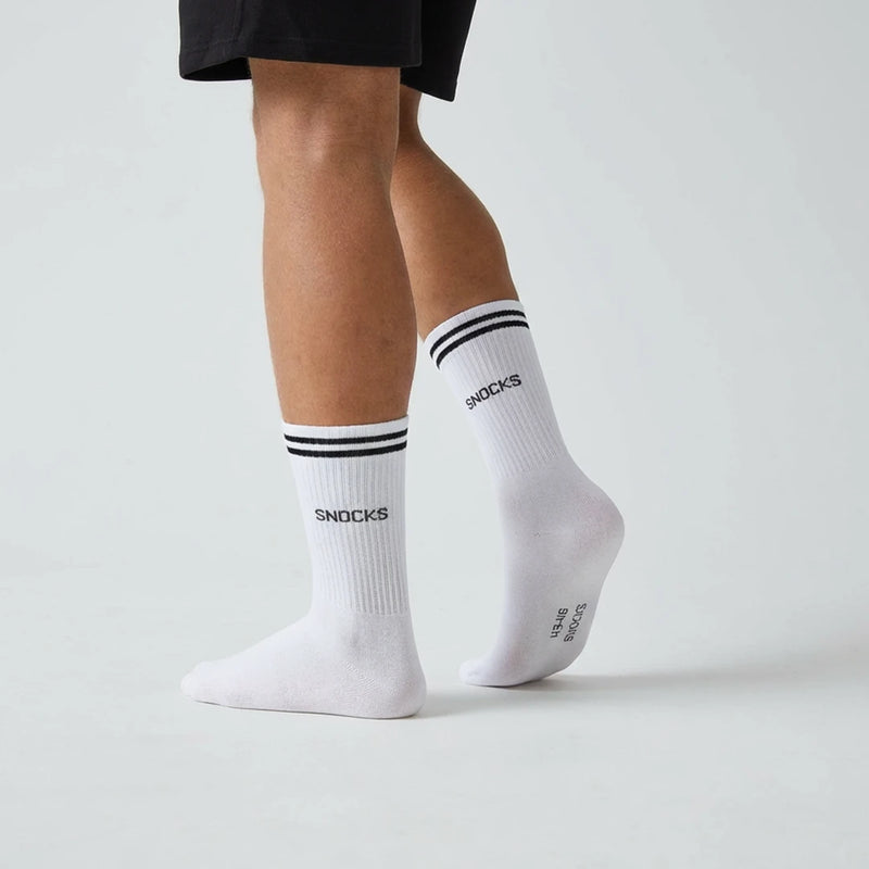 Hohe Sportsocken mit Streifen | Schwarz