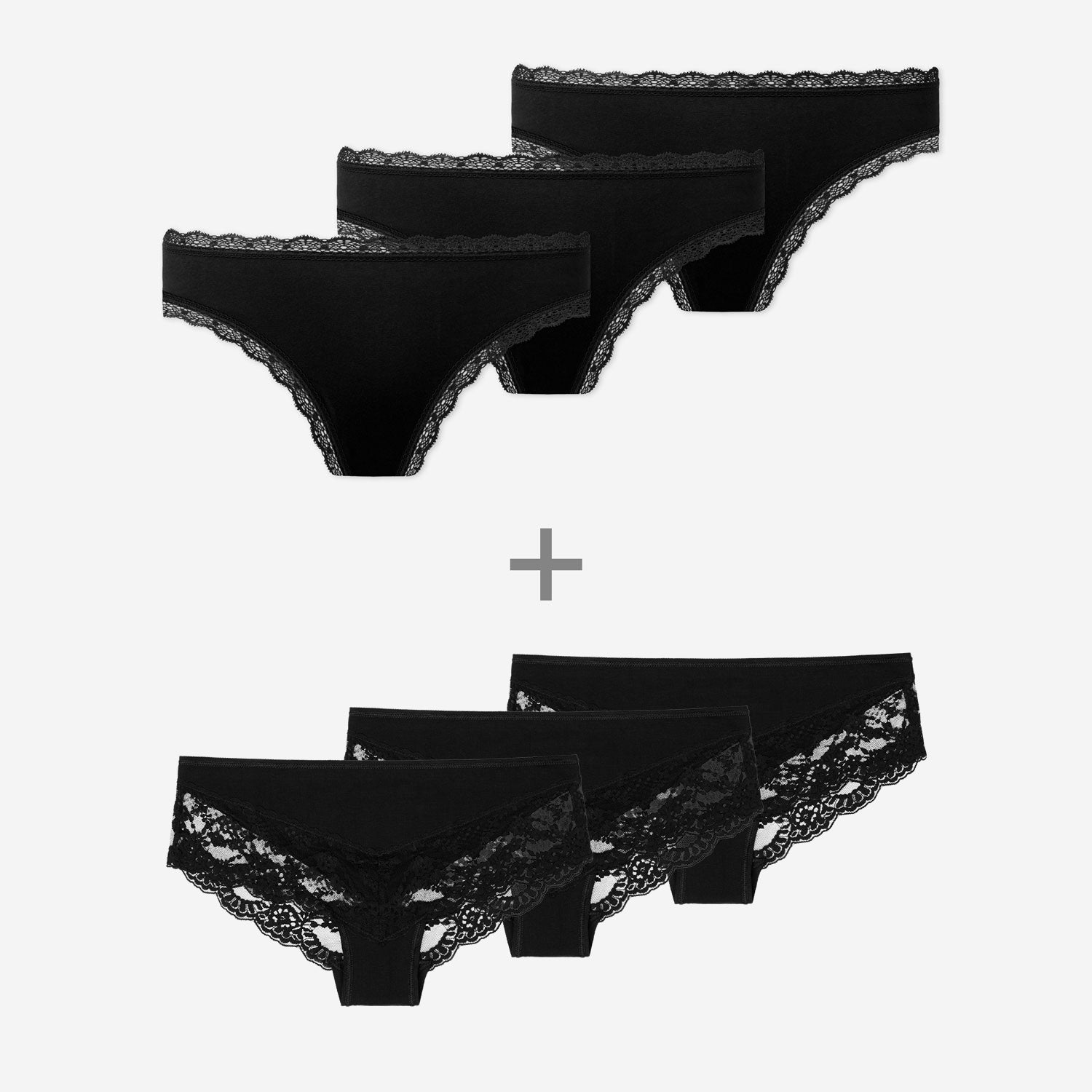 Women's Lace Bundle - Hipster Panties mit Spitze - Tangas mit Spitze