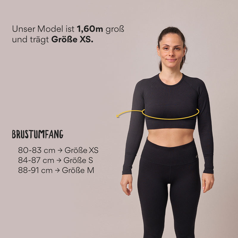 Geripptes Sportshirt langarm Damen - Oberteile - Passform