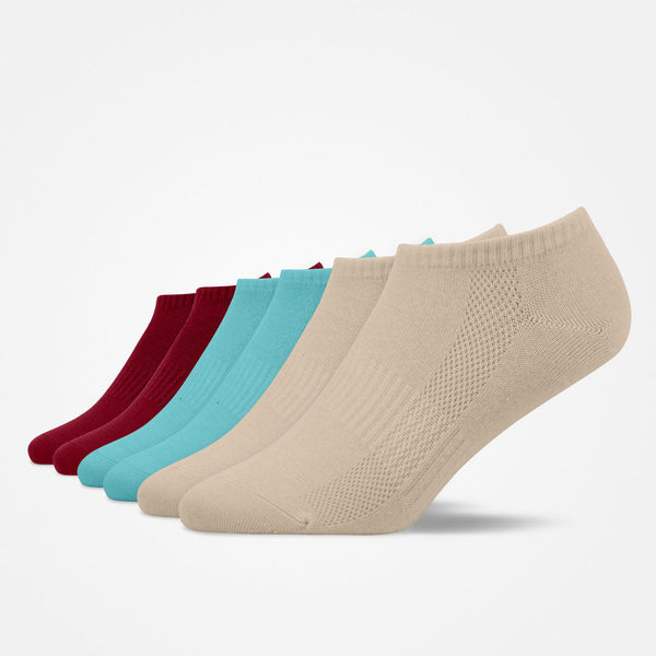 Sneaker Socken - Socken - Mix (Hafer/Pazifik Blau/Dunkelrot)