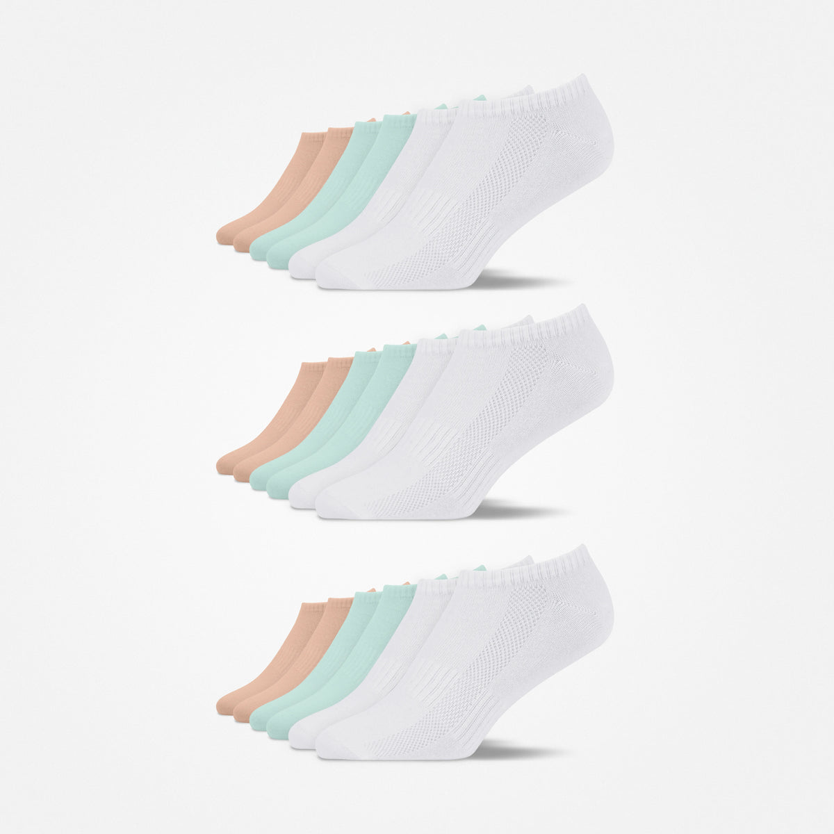 {"alt": "Sneaker Socken - Socken - Mix (Rosa/Hellblau/Weiß)", "quantity":"3"}