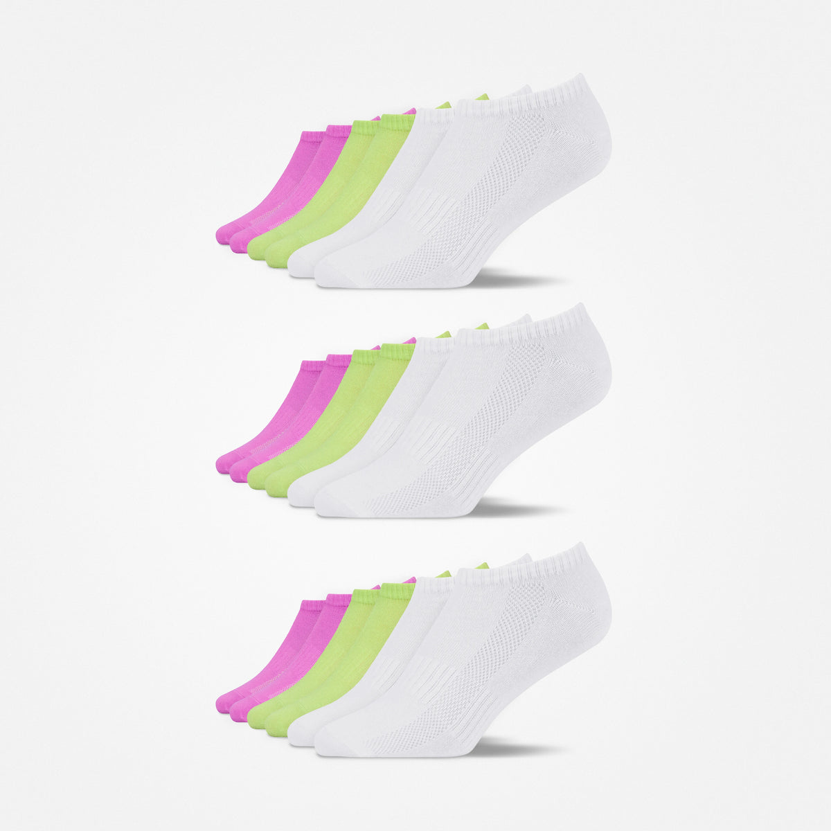 {"alt": "Sneaker Socken - Socken - Mix (Grün/Weiß/Pink)", "quantity":"3"}