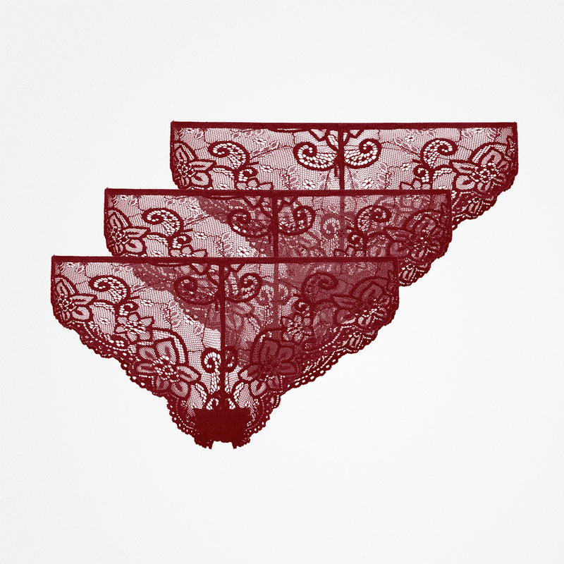 Brazilian Slips aus Spitze - Unterhosen - Dunkelrot