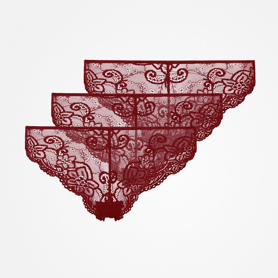 Brasiliana in pizzo - Mutande - Rosso scuro