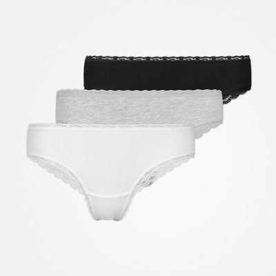 Slip brésilien avec dentelle - Sous-vêtements - Mix (blanc/gris clair/noir)