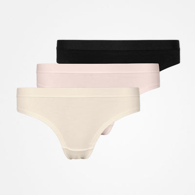 Braziliaanse onderbroek met elastische tailleband - Onderbroek - Mix (licht beige/roze/zwart)