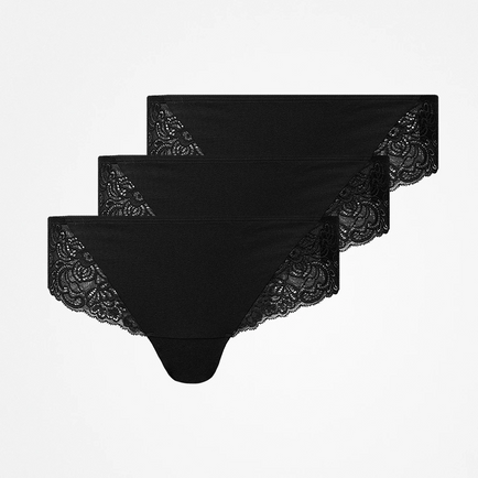 Slip brasiliani con pizzo - Mutandine - Nero (Pizzo)