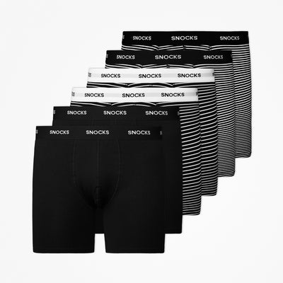 Lange Boxershorts - Unterhosen- Schwarz (Streifen)