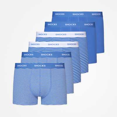 Boxershort met gekleurde tailleband - Onderbroek - Lichtblauwe strepen