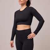 Geribd sportshirt lange mouw dames - Tops - Geen drukpunten