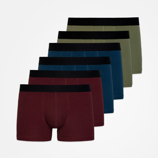 Boxershorts ohne Logo - Unterhosen - Mix (Rot/Olive/Blau)
